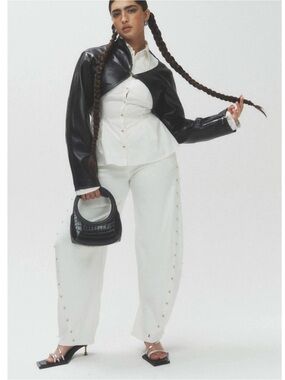 HANWEN STUDIOS Nino Crossbody Clutch Bag Black Croc-Embossed Calfskin